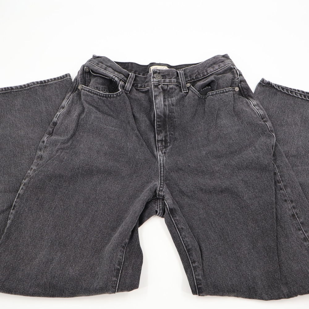 Madewell Baggy Straight‎ Jeans Womens 29 Black Faded High Rise Relaxed Denim